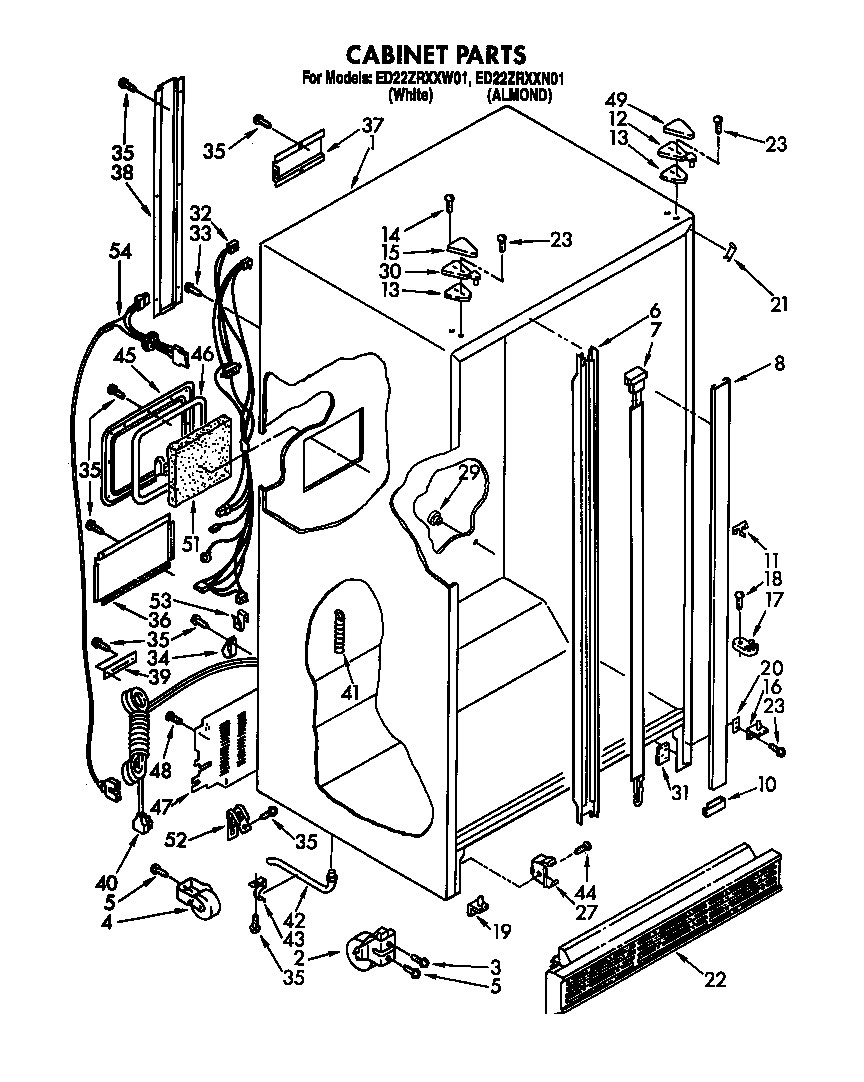 Whirlpool ED22ZRXXW01 cabinet diagram