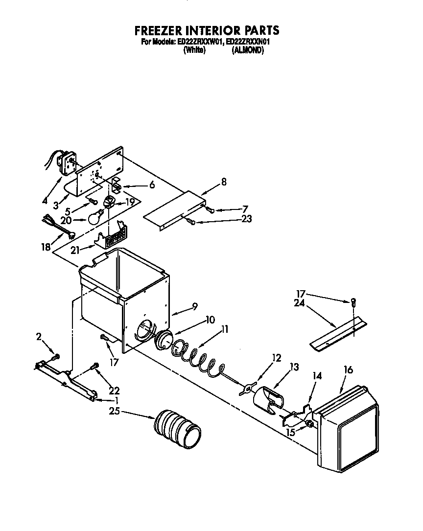 Whirlpool ED22ZRXXW01 freezer interior diagram
