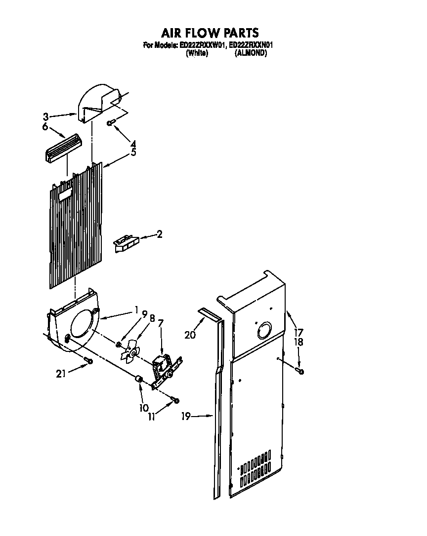 Whirlpool ED22ZRXXW01 airflow diagram
