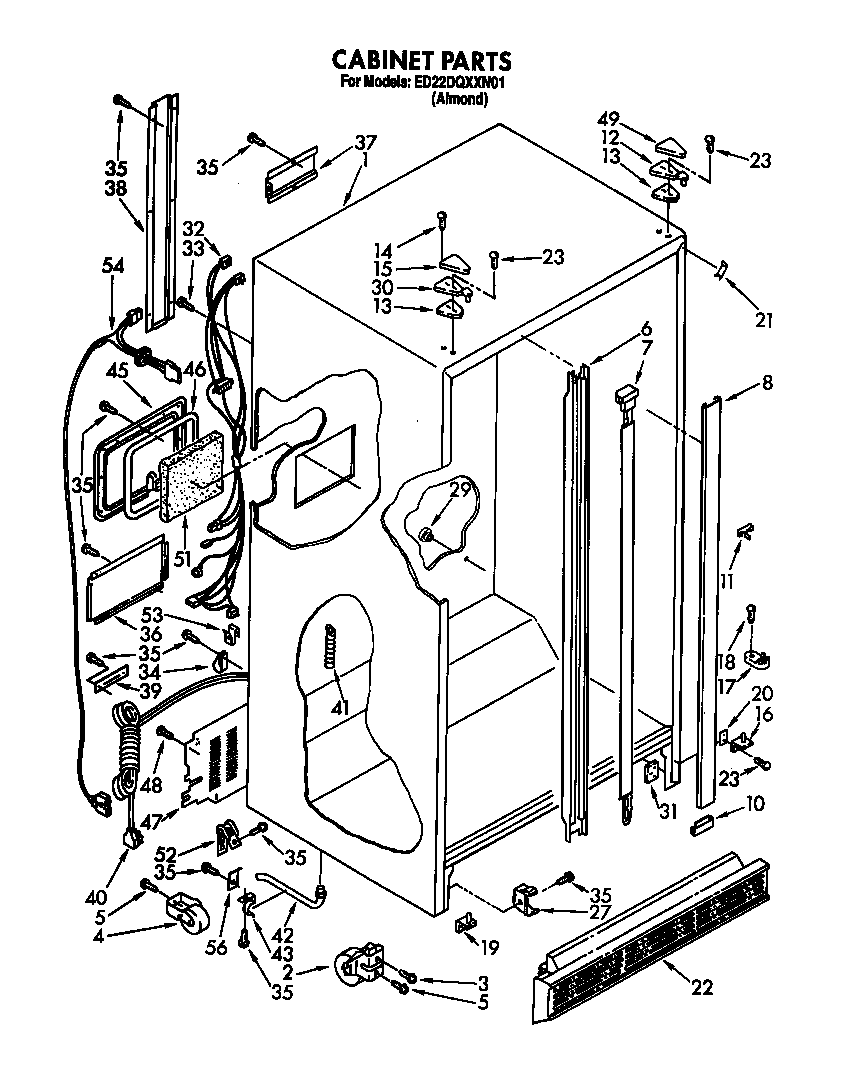 Whirlpool ED22DQXXN01 cabinet diagram