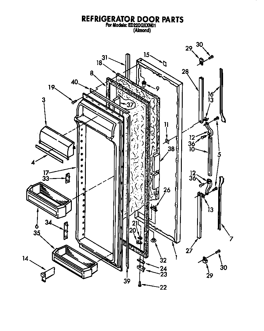 Whirlpool ED22DQXXN01 refrigerator door diagram