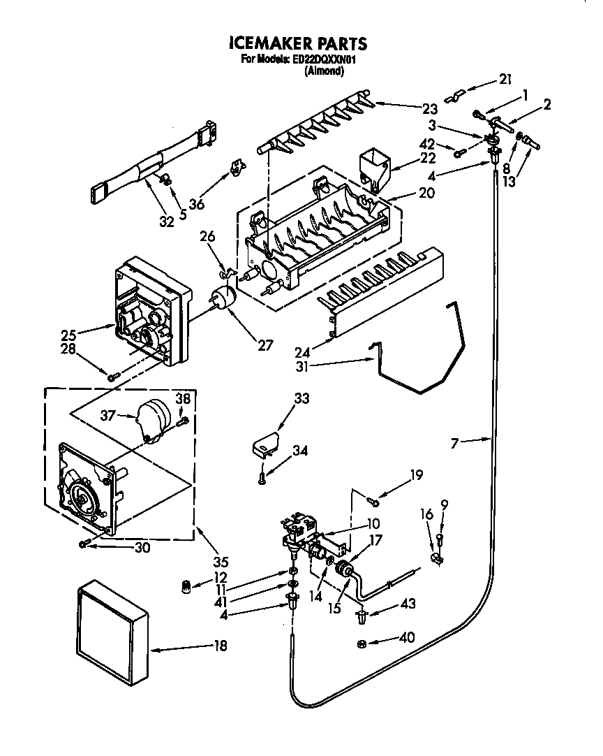 Whirlpool ED22DQXXN01 icemaker diagram