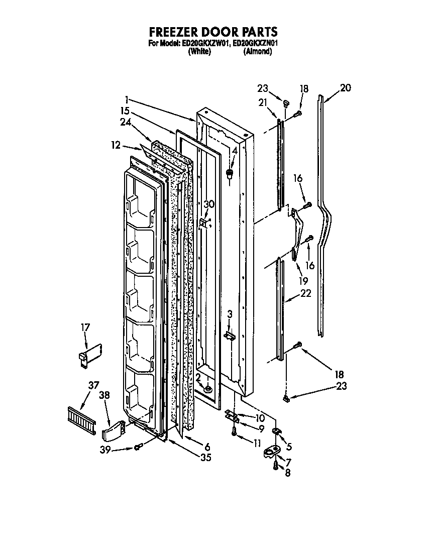 Whirlpool ED20GKXZN01 freezer door diagram