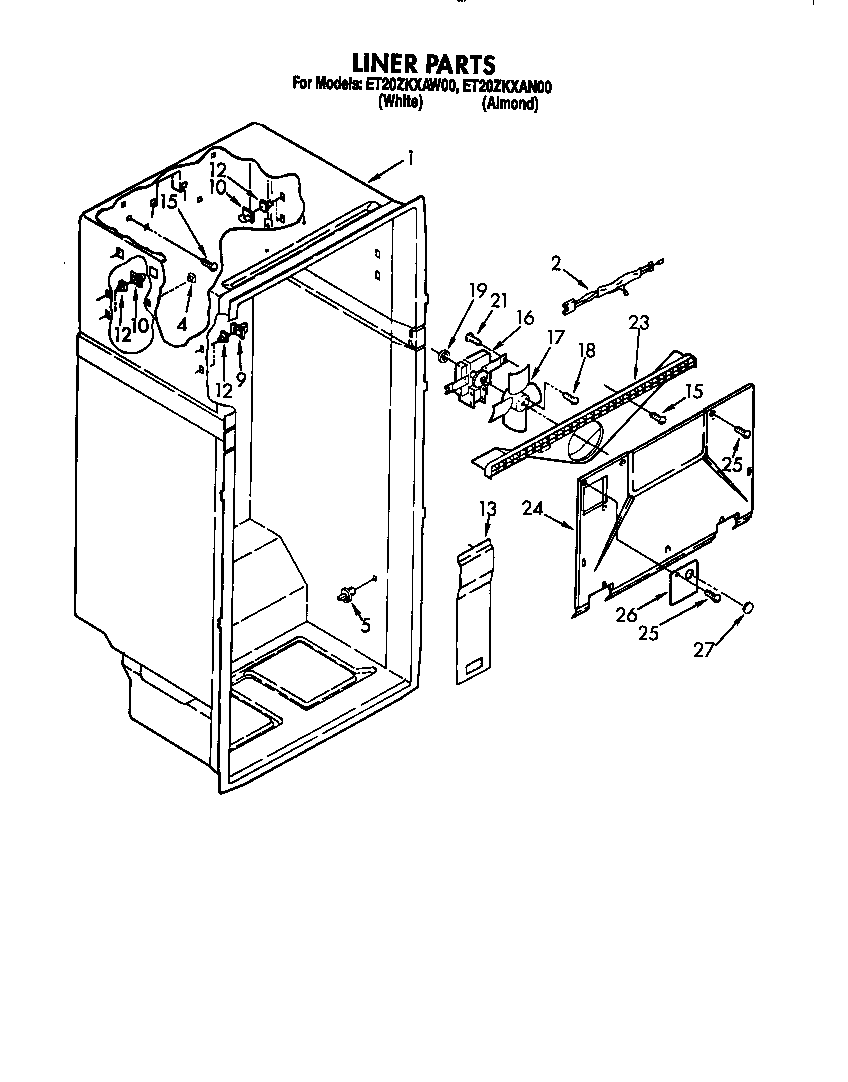 Whirlpool ET20ZKXAW00 liner diagram