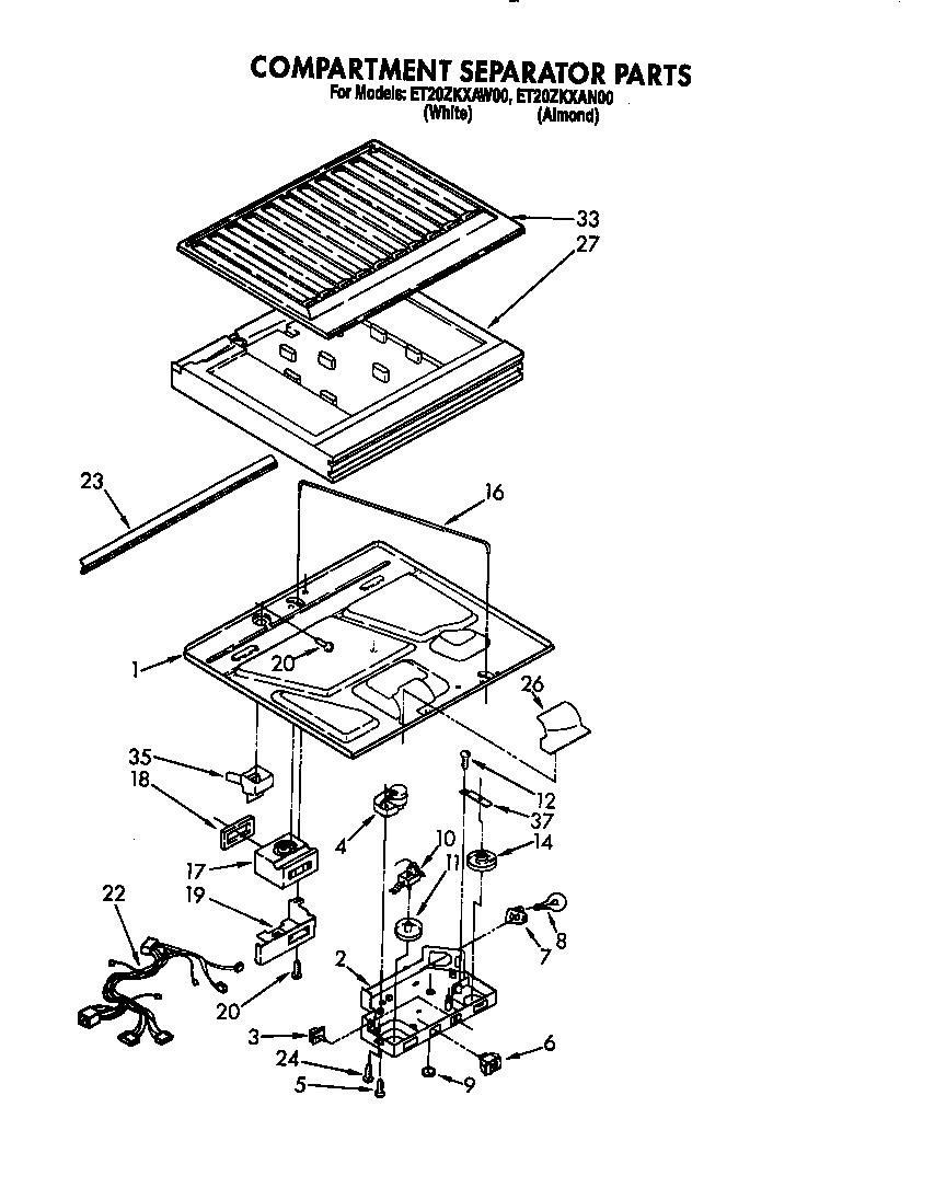 Whirlpool ET20ZKXAW00 compartment separator diagram