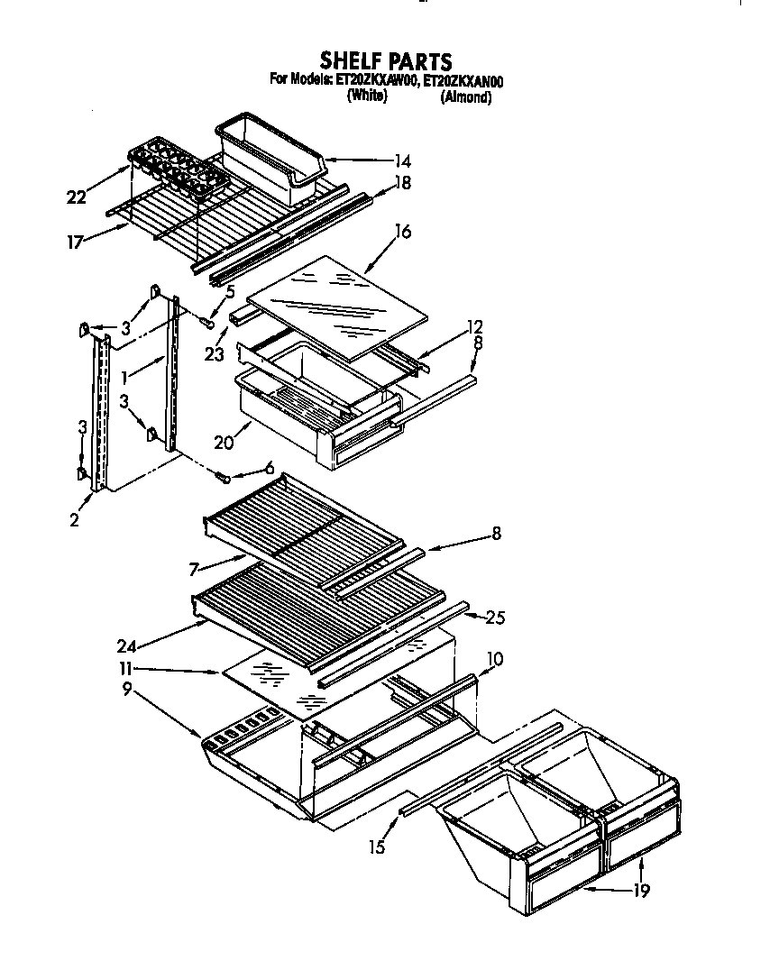 Whirlpool ET20ZKXAW00 shelf diagram