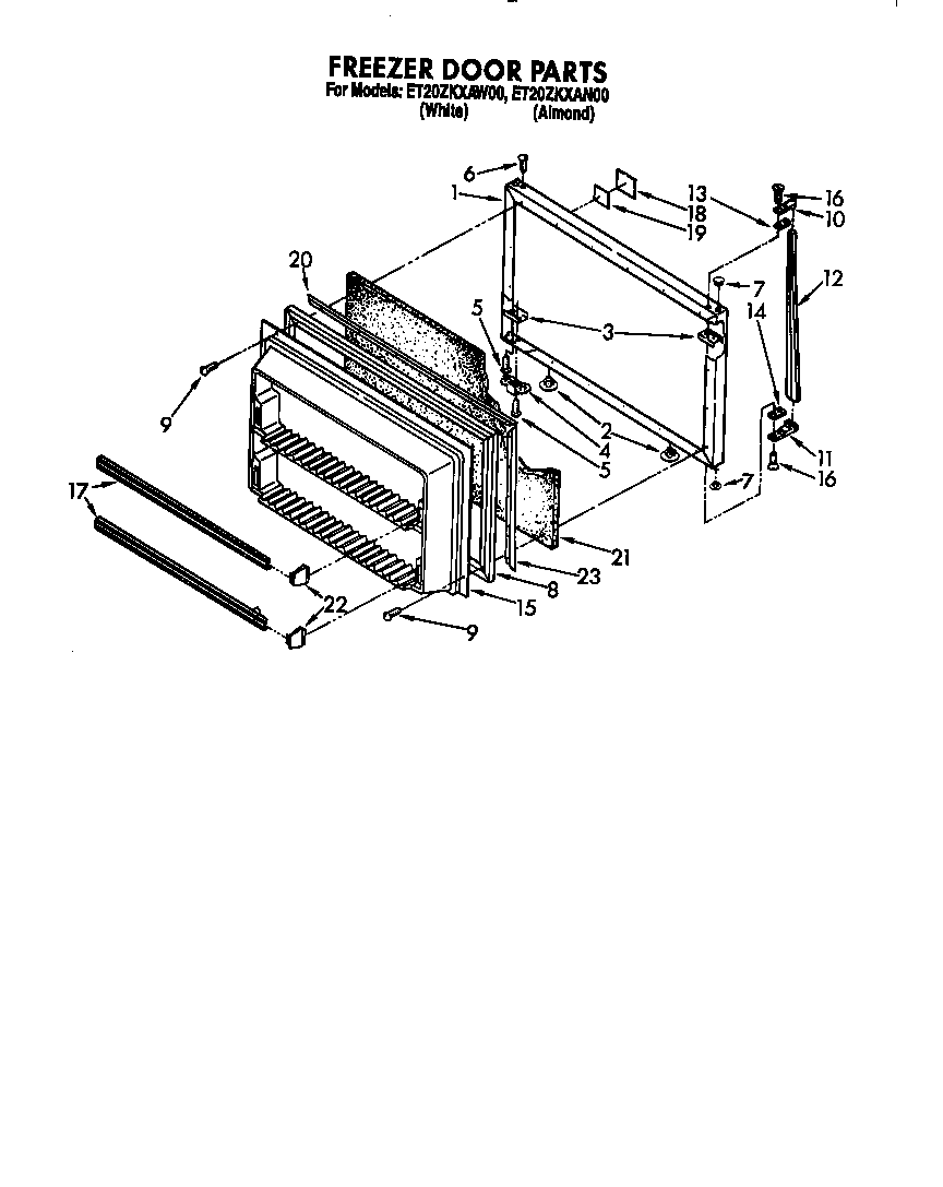 Whirlpool ET20ZKXAW00 freezer door diagram