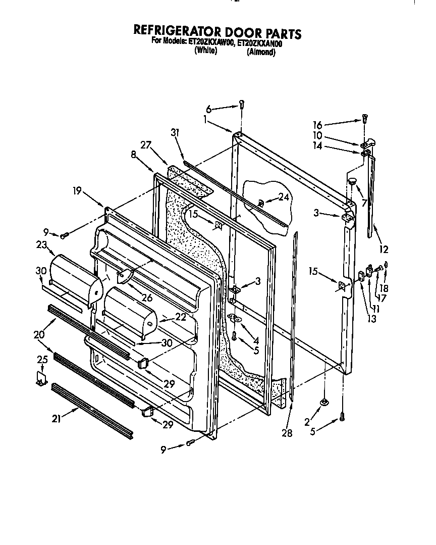 Whirlpool ET20ZKXAW00 refrigerator door diagram