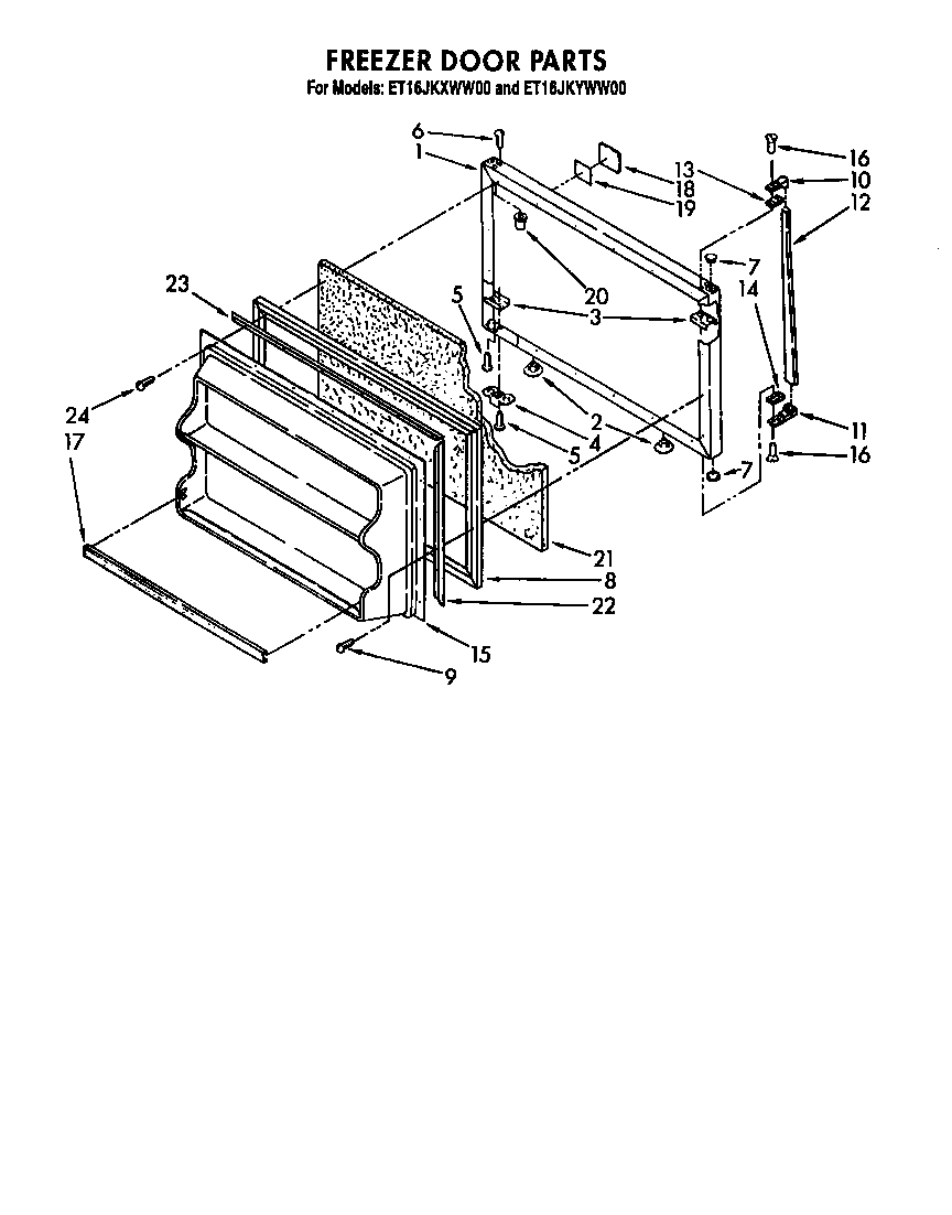 Whirlpool ET16JKXWN00 freezer door diagram