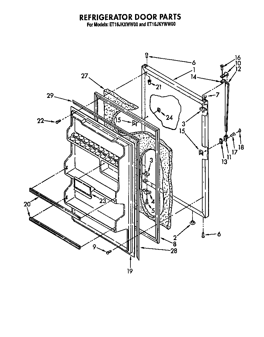 Whirlpool ET16JKXWN00 refrigerator door diagram