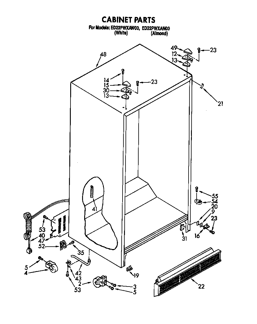 Whirlpool ED22PWXAW00 cabinet diagram