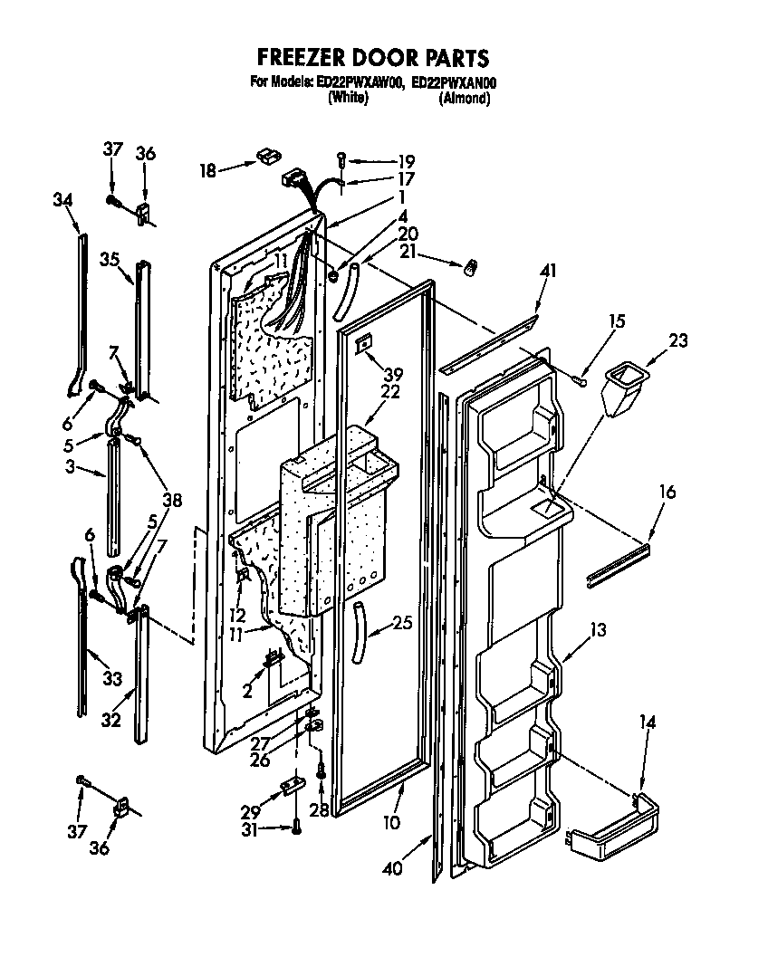 Whirlpool ED22PWXAW00 freezer door diagram