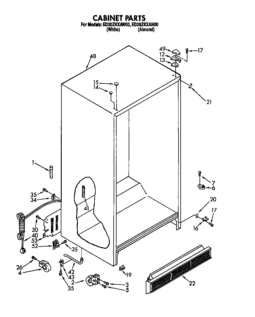 Whirlpool ED20ZKXAN00 cabinet diagram