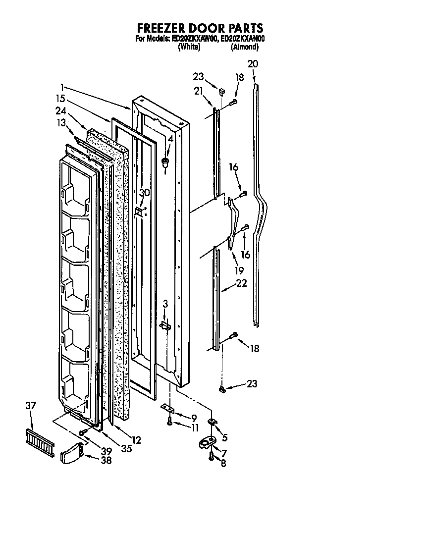 Whirlpool ED20ZKXAN00 freezer door diagram
