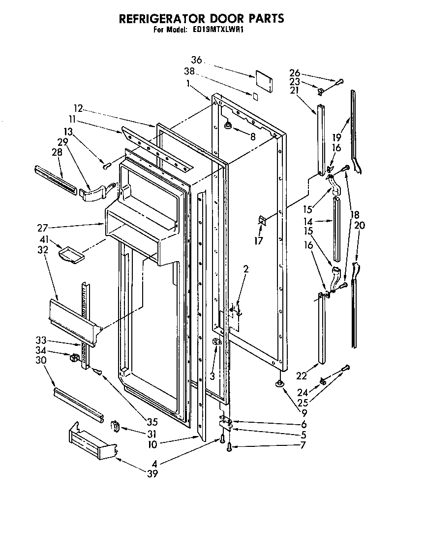 Whirlpool ED19MTXLWR1 refrigerator door diagram