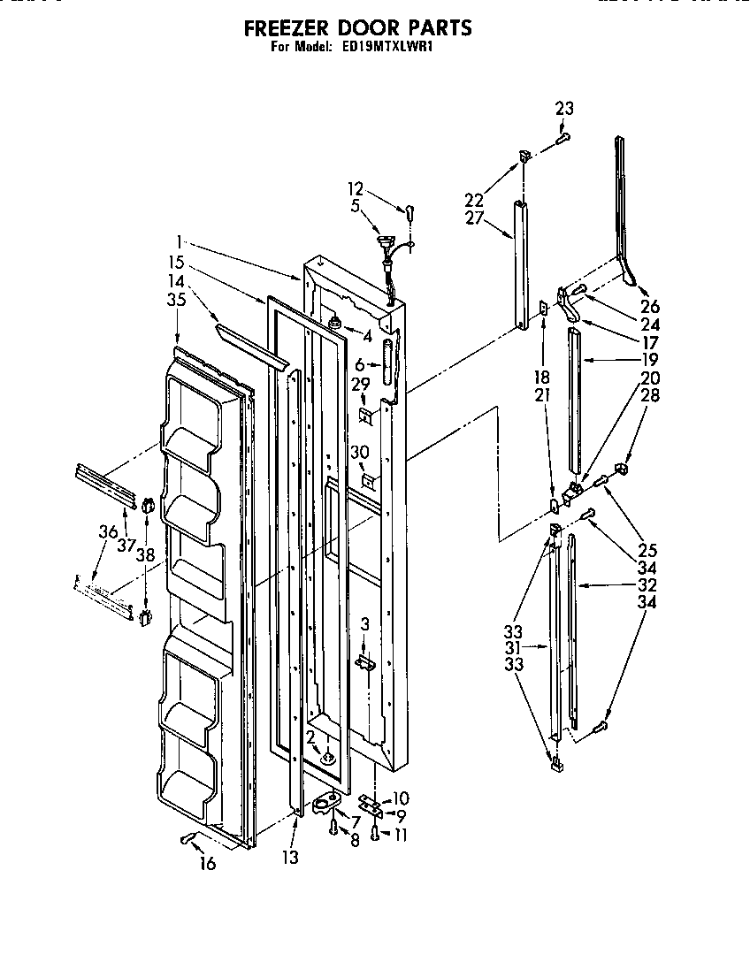 Whirlpool ED19MTXLWR1 freezer door diagram