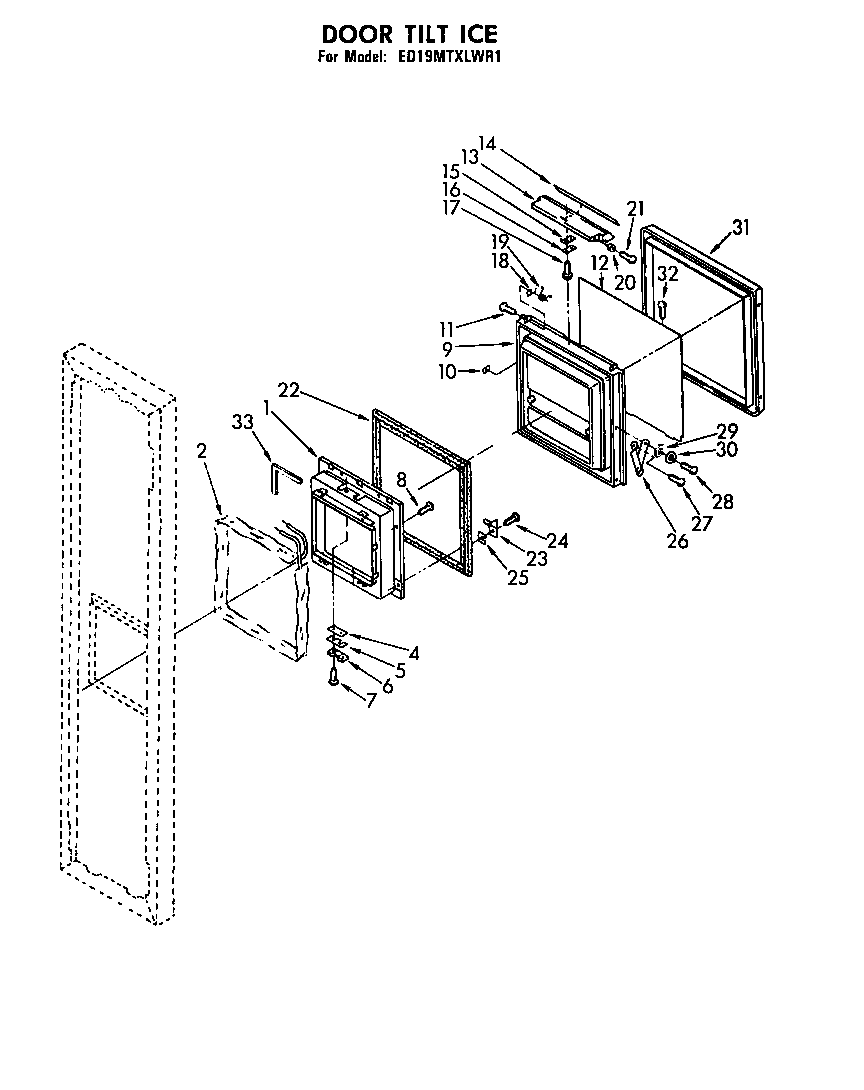 Whirlpool ED19MTXLWR1 door tilt ice diagram