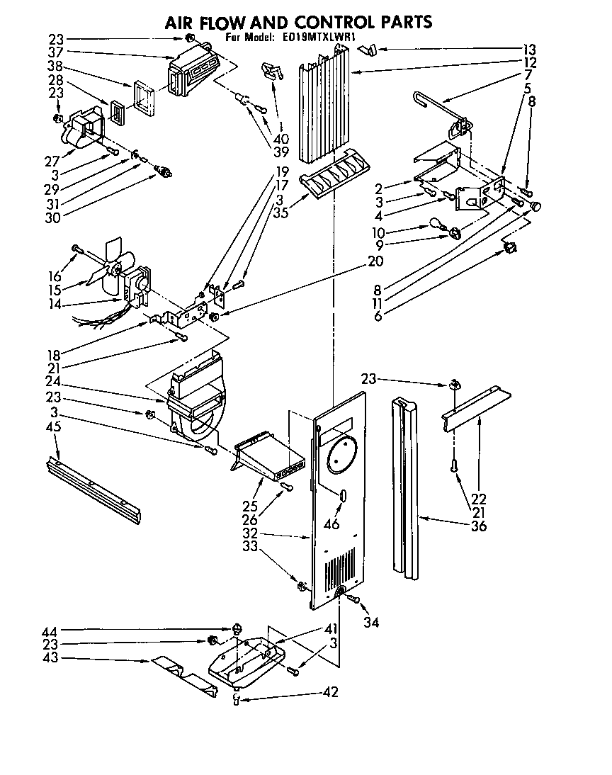 Whirlpool ED19MTXLWR1 airflow and control diagram