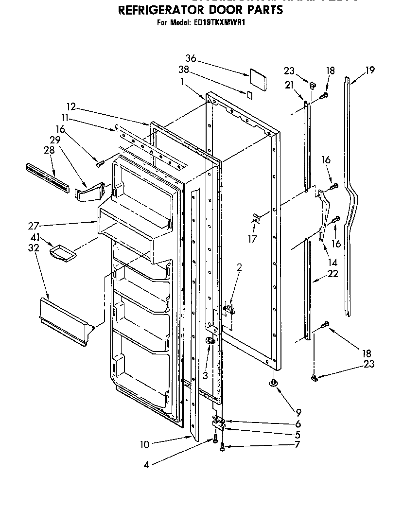 Whirlpool ED19TKXMWR1 refrigerator door diagram
