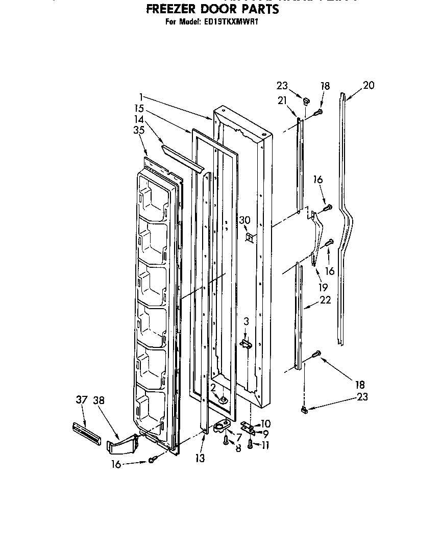 Whirlpool ED19TKXMWR1 freezer door diagram