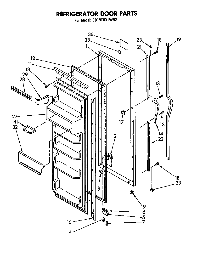 Whirlpool ED19TKXLWR2 refrigerator door diagram