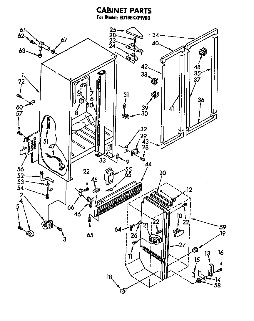 Whirlpool ED19EKXPWR0 cabinet diagram