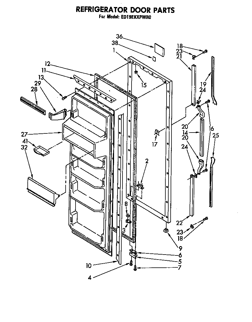 Whirlpool ED19EKXPWR0 refrigerator door diagram