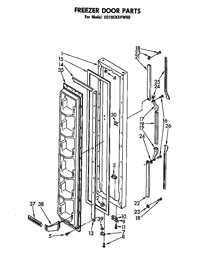 Whirlpool ED19EKXPWR0 freezer door diagram