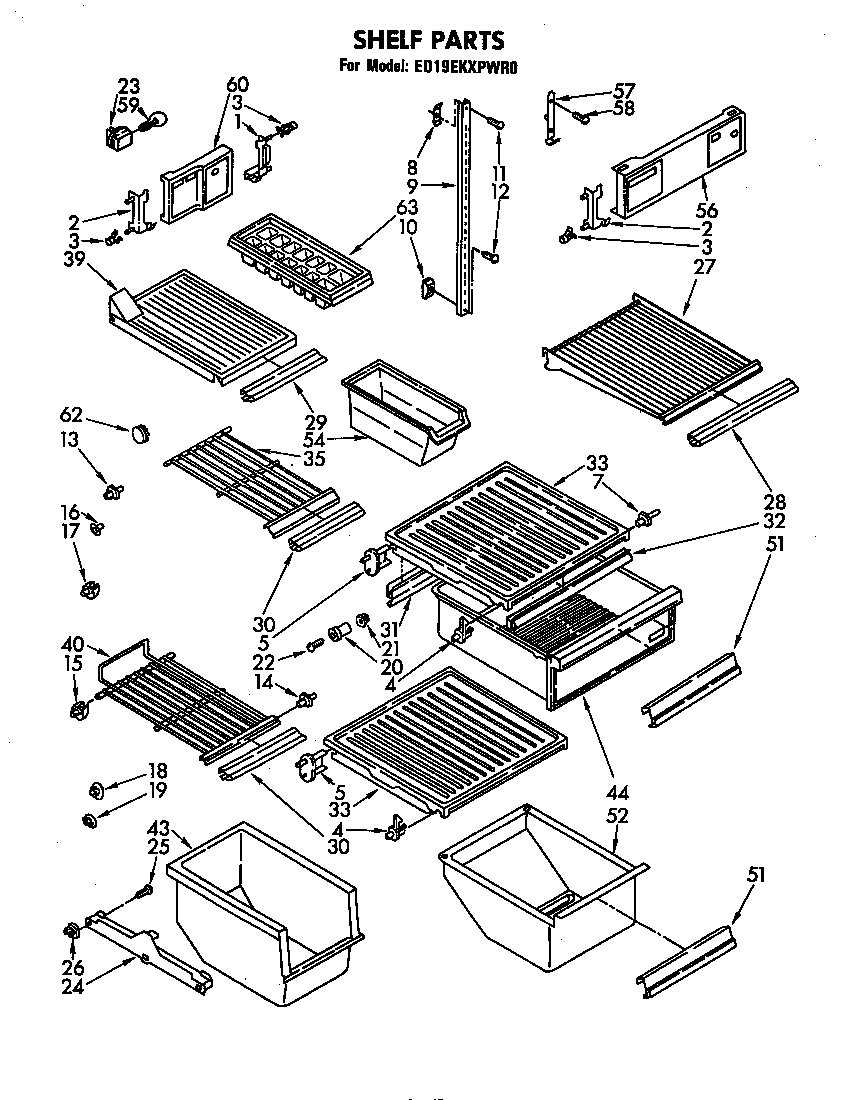 Whirlpool ED19EKXPWR0 shelves diagram