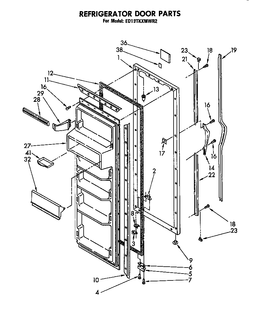 Whirlpool 2-A            Y refrigerator door diagram