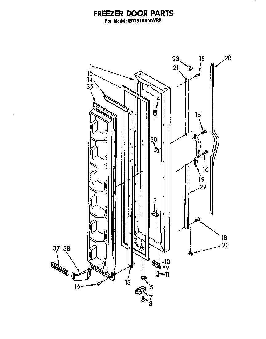 Whirlpool 2-A            Y freezer door diagram