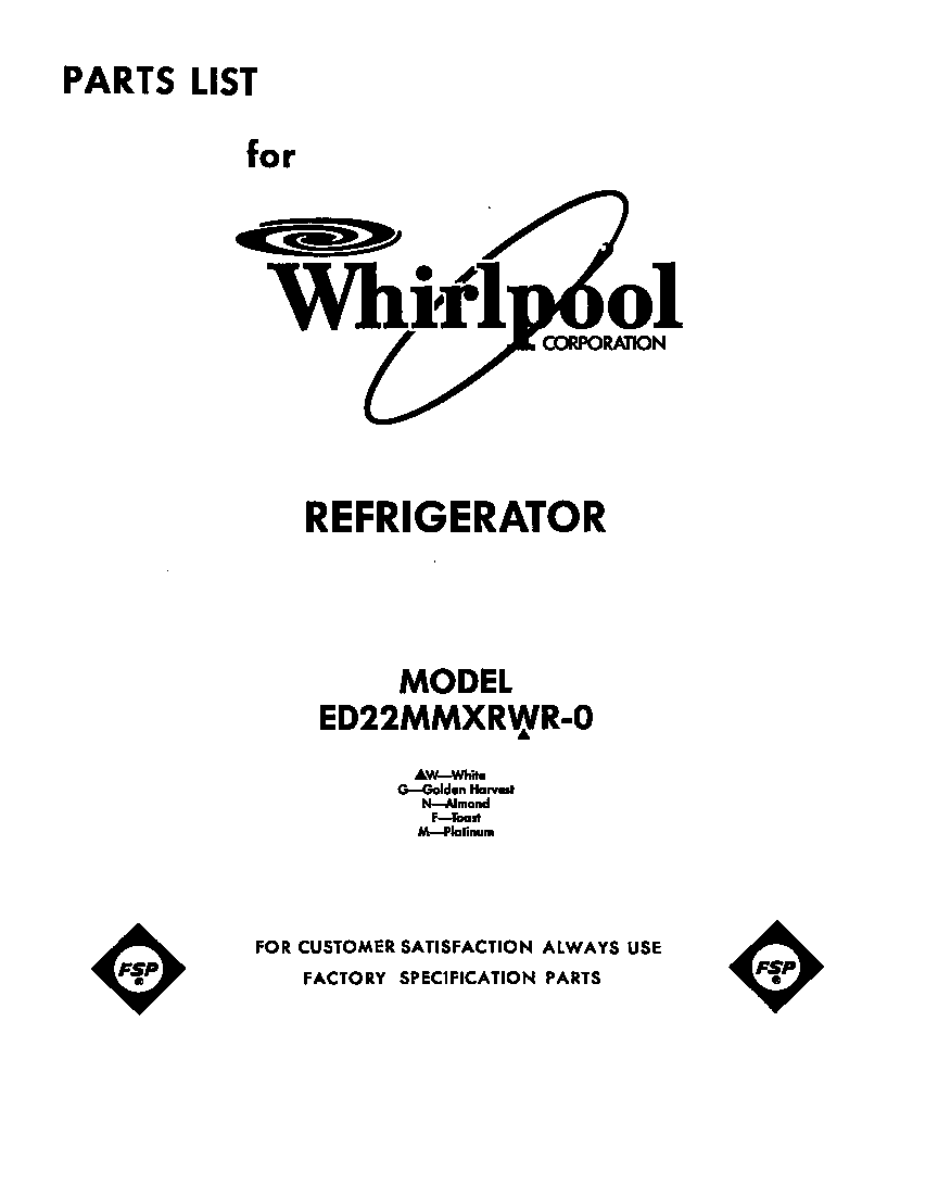 Whirlpool ED22MMXRWR0 cover diagram