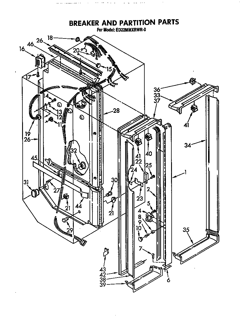 Whirlpool ED22MMXRWR0 breaker and partition diagram