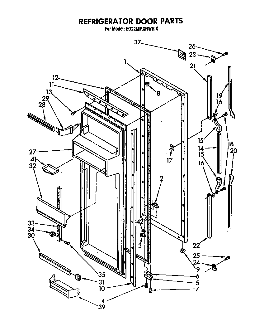 Whirlpool ED22MMXRWR0 refrigerator door diagram