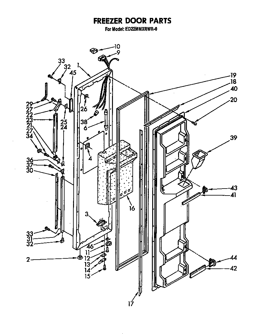 Whirlpool ED22MMXRWR0 freeezer door diagram