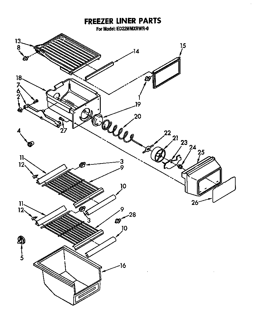 Whirlpool ED22MMXRWR0 freezer liner diagram