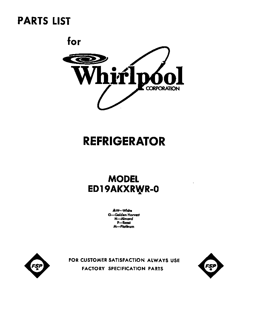 Whirlpool ED19AKXRWR0 cover diagram