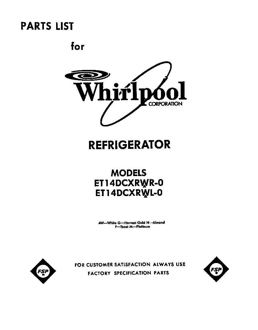 Whirlpool ET14DCXRWR0 cover diagram