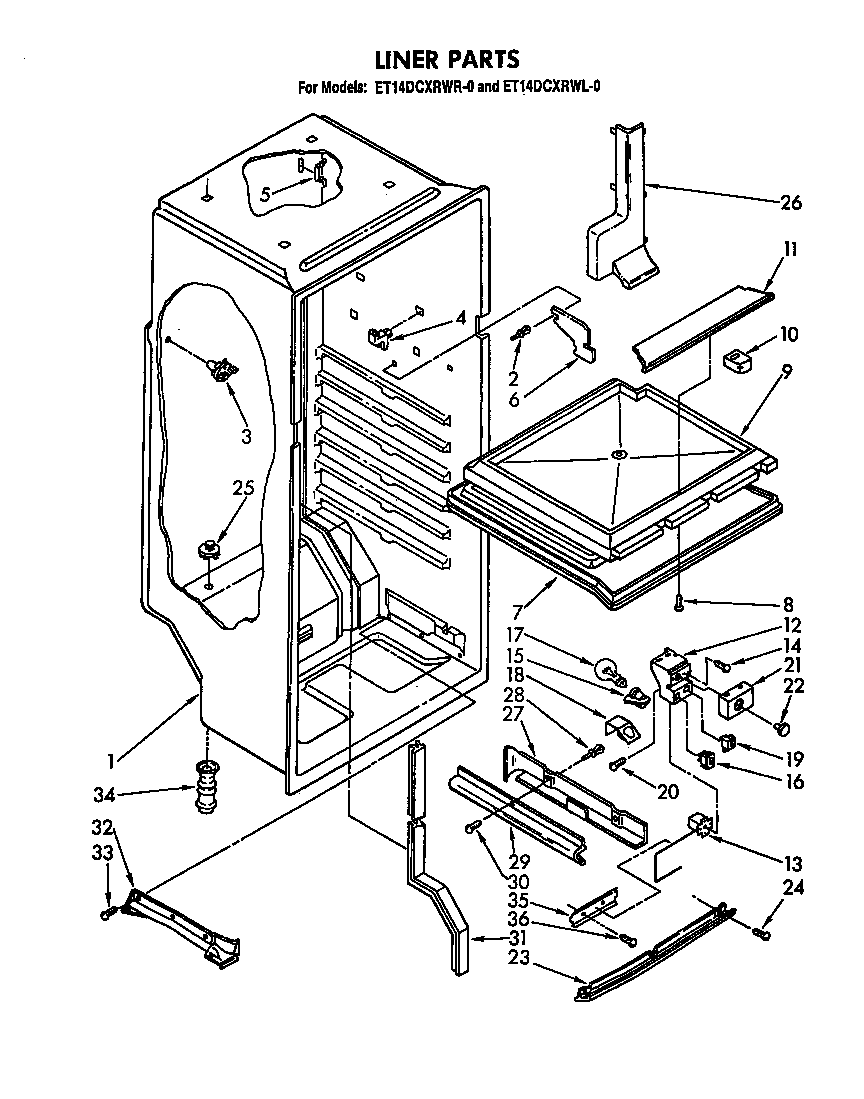 Whirlpool ET14DCXRWR0 liner diagram