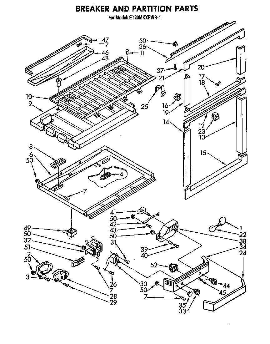 Whirlpool ET20MKXPWR1 breaker and partition diagram