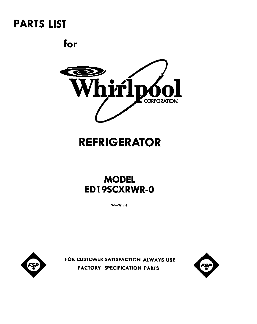 Whirlpool ED19SCXRWR0 cover diagram