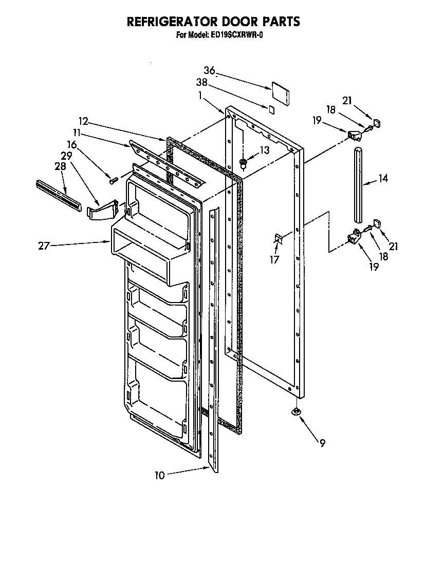 Whirlpool ED19SCXRWR0 refrigerator door diagram