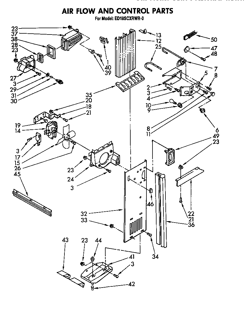 Whirlpool ED19SCXRWR0 air flow and controls diagram