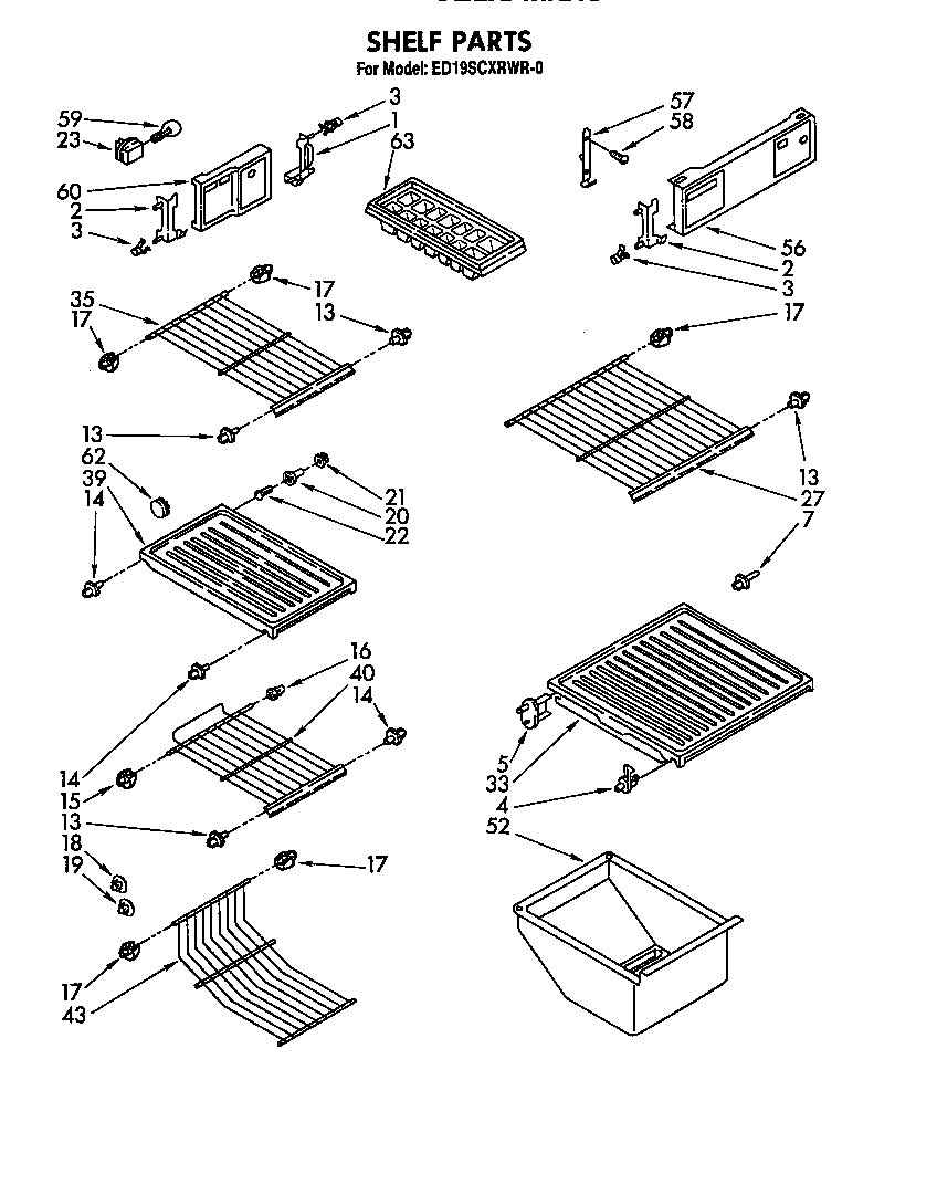 Whirlpool ED19SCXRWR0 shelf diagram