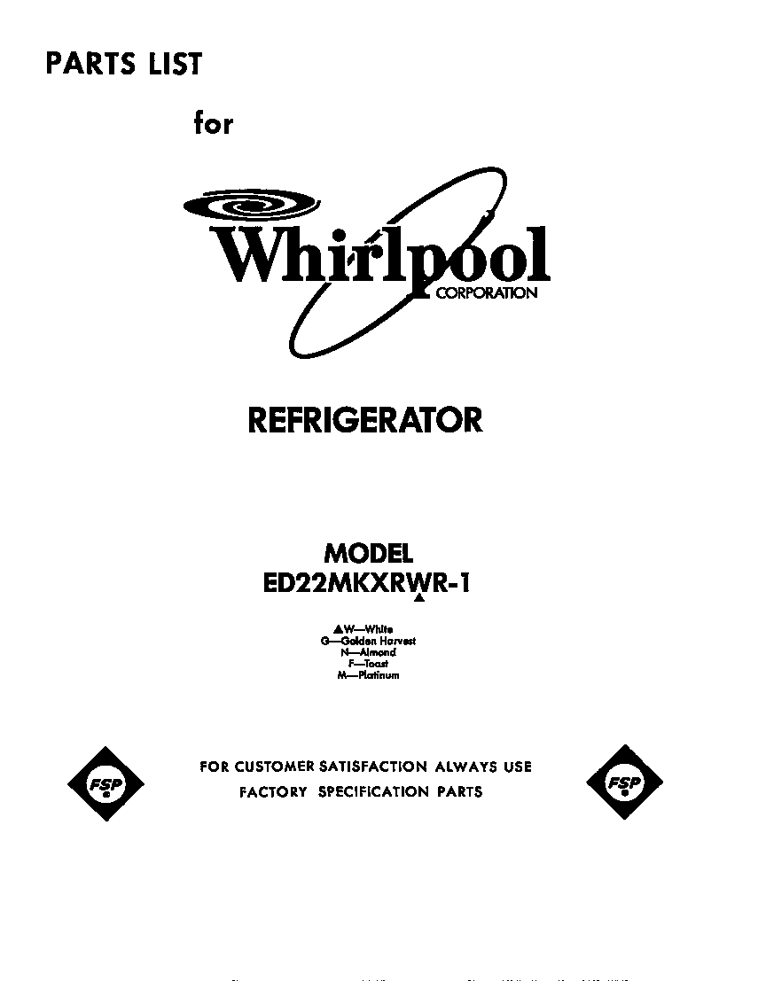 Whirlpool ED22MKXRWR1 cover diagram