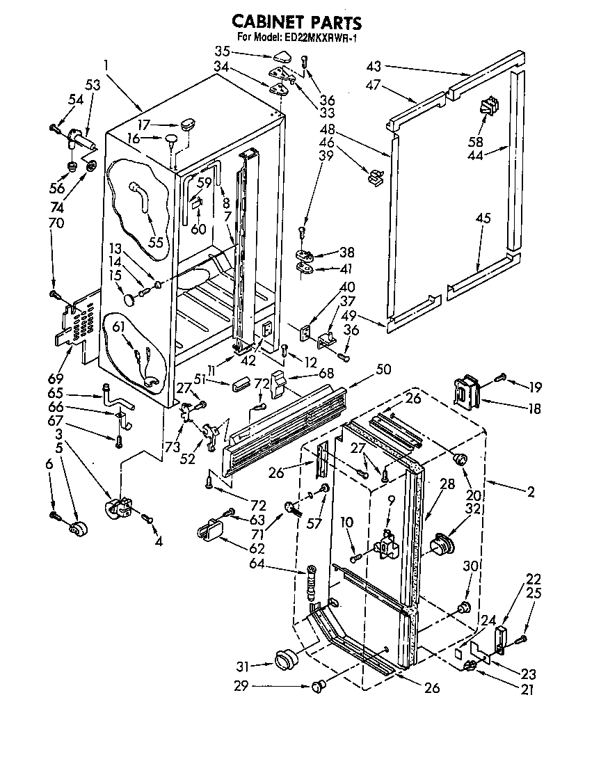 Whirlpool ED22MKXRWR1 cabinet diagram