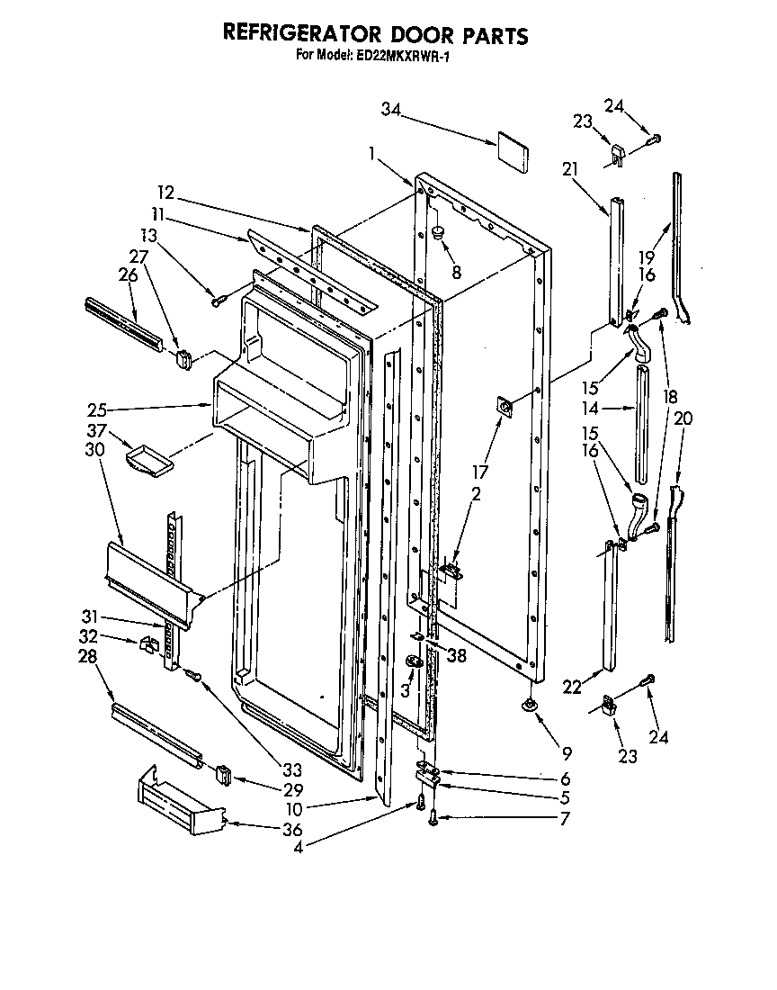 Whirlpool ED22MKXRWR1 refrigerator door diagram