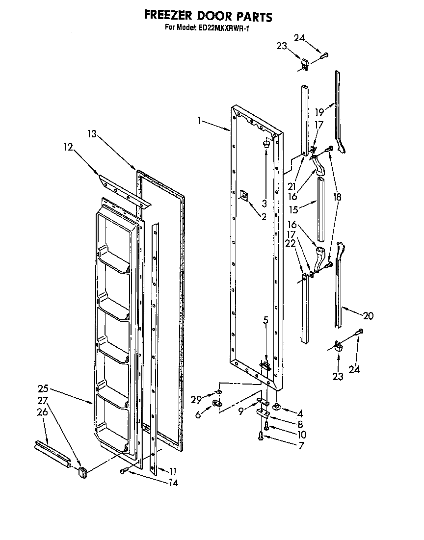 Whirlpool ED22MKXRWR1 freezer door diagram