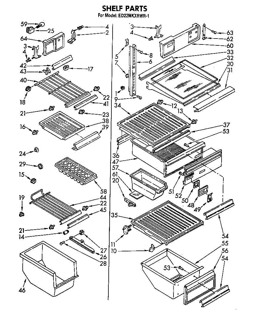 Whirlpool ED22MKXRWR1 shelf diagram