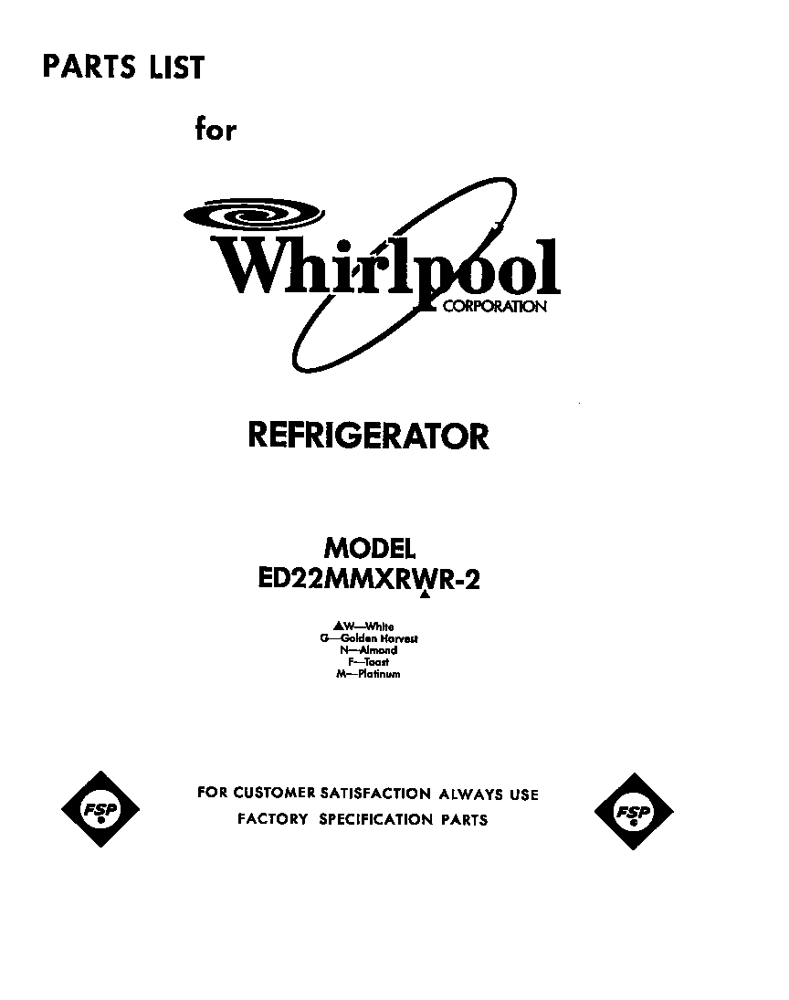 Whirlpool ED22MMXRWR2 cover diagram